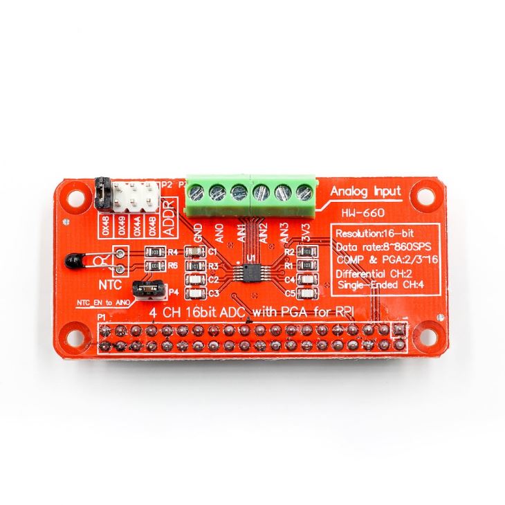 4 CH עם 16C ADC עם PGA עבור RPI V1.03